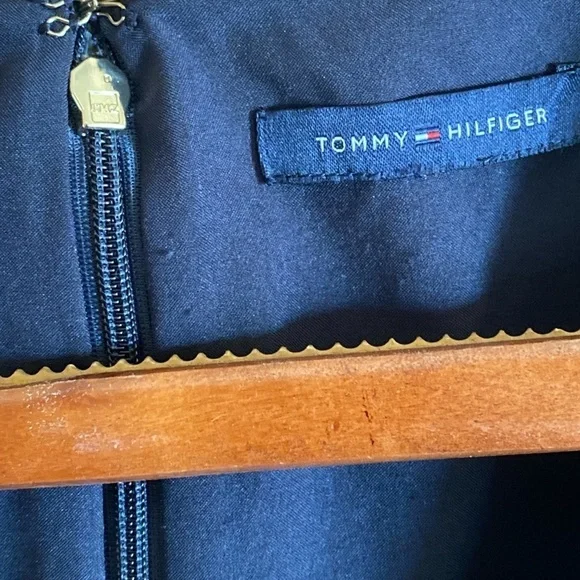 TOMMY HILFIGER Blue Snakeskin Sheath Dress Sleeveless Medium Size 10 Spandex 4% - Picture 15 of 16